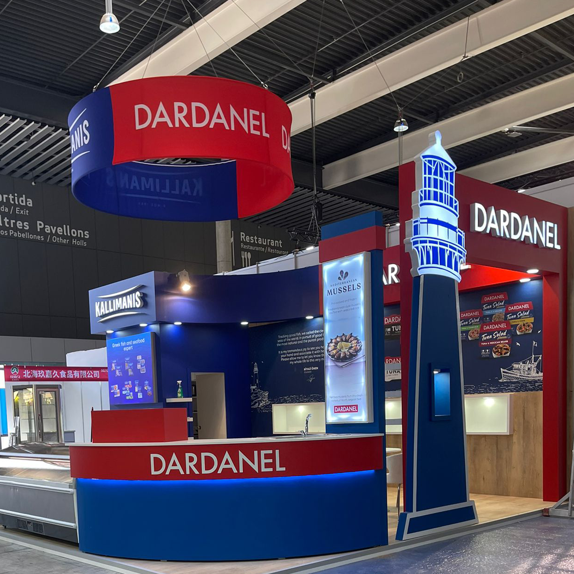 Dardanel custom stand design with creative exhibition booth elements by Gulf Expo Design